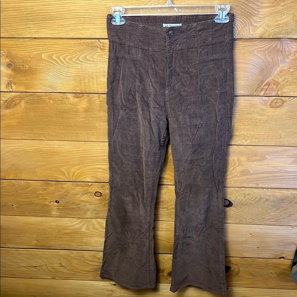 We the Free Free People Women’s Brown Corduroy Pants 28 Flare Leg High Waist Y2K